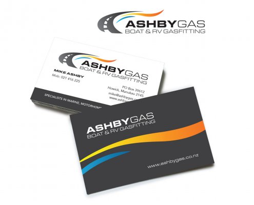 Image of Ashby Gas logo and business card by Merge Media
