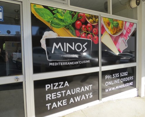 Image of the new Minos shopfront designed by MergeMedia