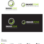 Final Imagezone Logo in portrait and landscape versions with fonts and colours listed.