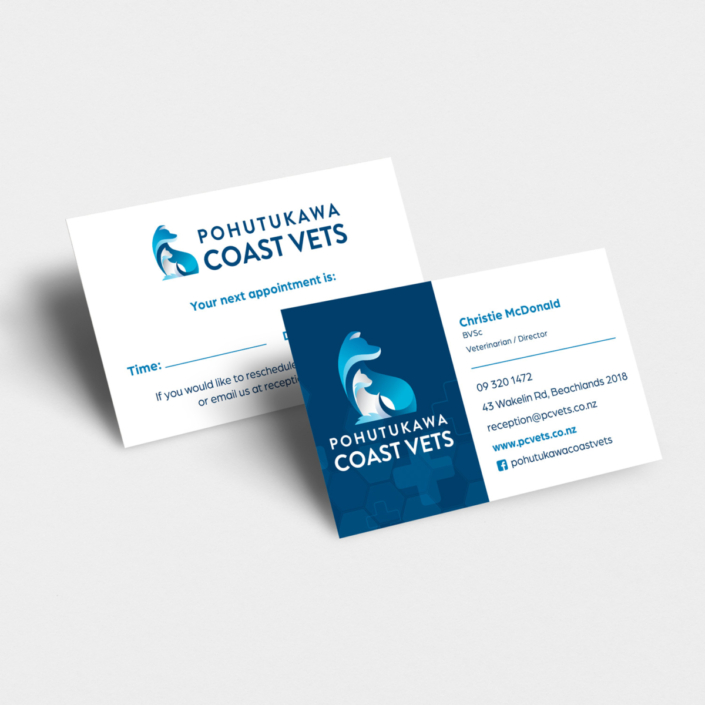 image of the Pohutukawa Coat Vets business cards