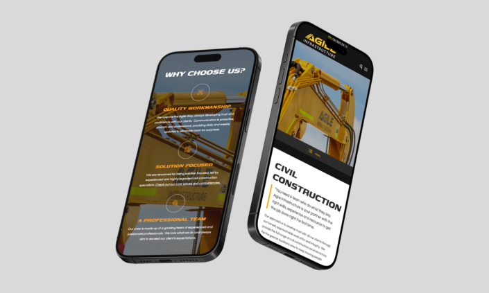 Agile Infrastructure website on phone mockups