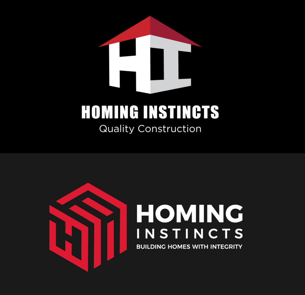 Brand refresh of Homing Instincts logo before and after
