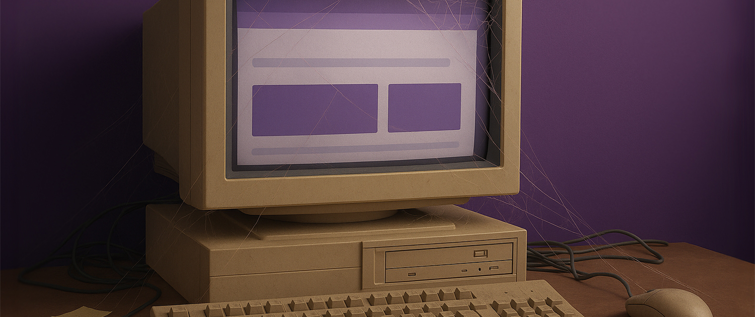 Old computer with cobwebs to show if you havent touched your website this year