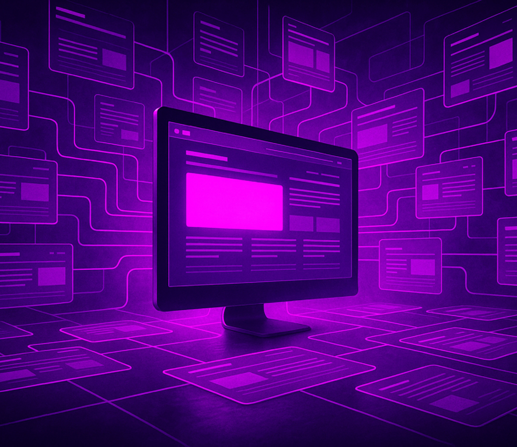 Purple Computer showing lots of links, therefor explaining Why Bigger Sites Rank Better