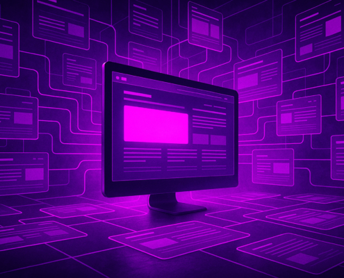 Purple Computer showing lots of links, therefor explaining Why Bigger Sites Rank Better