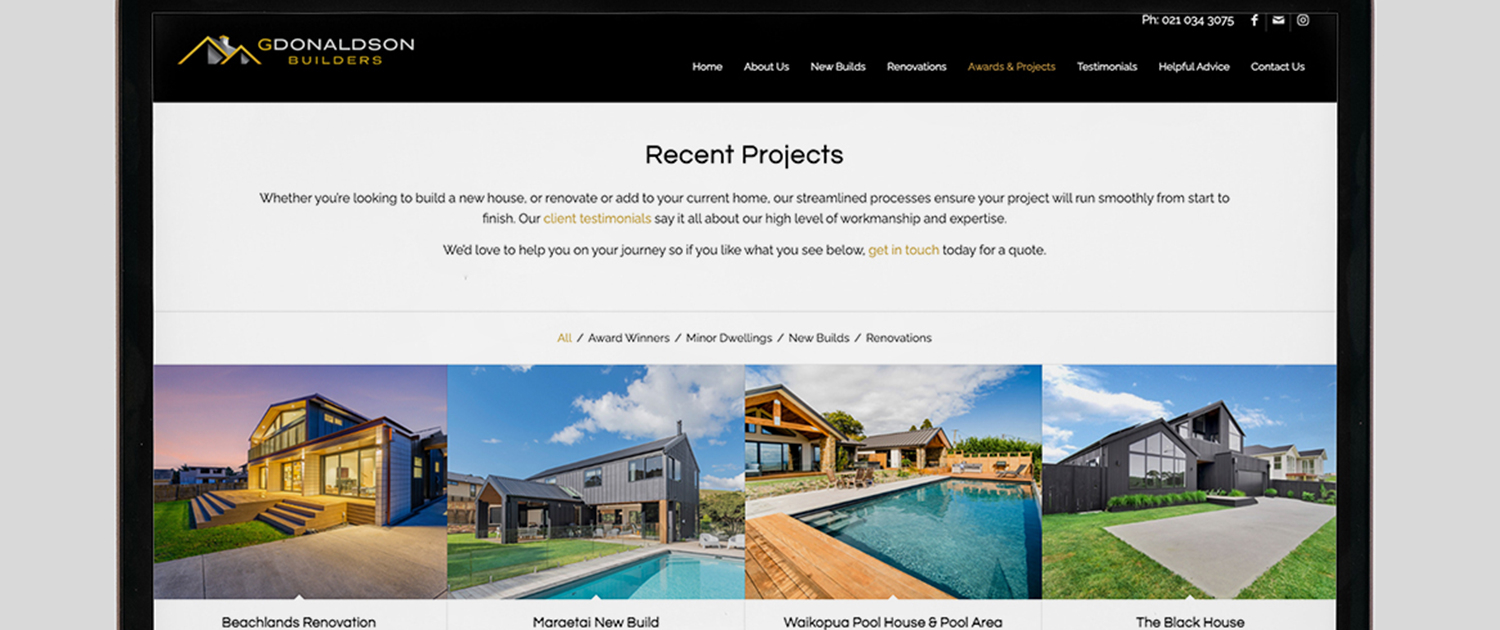 GD Builders site mockup