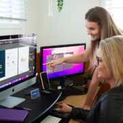 Graphic Design East Auckland Renee and Jess from Merge Media working on logo and branding